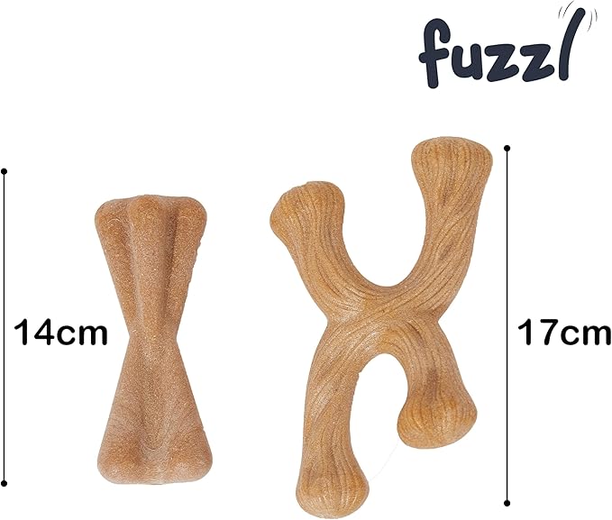 Fuzzl Puppy & Small Dog Chew Toy Beef Flavour Twin Pack - Bone and Crossbone - Soft Enrichment Dog Toys for Puppies and Small Dogs