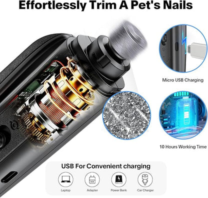 2-in-1 Cat Nail Clippers & Dog Nail Clippers Trimmers for Large Medium Small Dogs Cats Claw Trimmer Quick Sensor and Safety Guard USB Rechargeable with 2 LED Lights Dogs Nail Trimmer