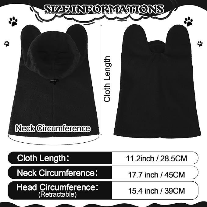 Clysee Winter Dog Hats Quiet Ears for Dogs Ear Muffs Pet Neck Warmer Scarf Hoodie Noise Protection Cover Beanie Head Wrap Costume for Pet Dog Cats(Black,S)