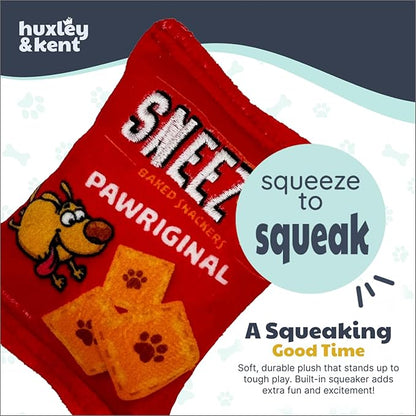 Huxley & Kent Funny Dog Toy w/Squeaker – Power Plush Squeaky Dog Toys for Small Dogs – Durable Small Stuffed Animal for Indoor Play & Fetch - Tiny Tuff Sneez-It