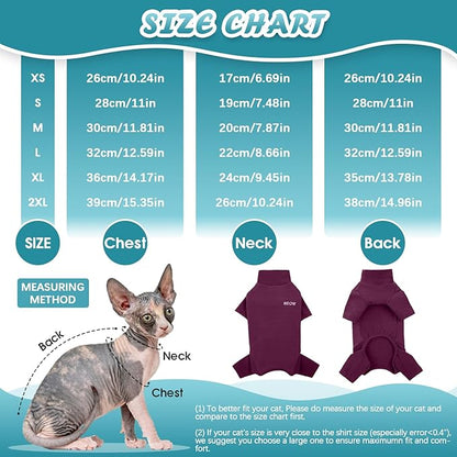 ROZKITCH Hairless Cat Sweater, Breathable Soft Jumpers for Sphynx Only, Coat with Four Legs, Warm Sweater T-Shirt Cat Pajamas Jumpsuit Vest Cornish Rex, Devon Rex, Peterbald Purple S