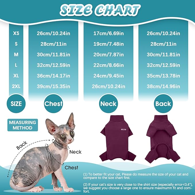 ROZKITCH Hairless Cat Clothes, Breathable Soft Jumpers for Sphynx Cats Only, Coat with Four Legs, Warm Sweater T-Shirt Pajamas Jumpsuit Vest Cornish Rex, Devon Rex, Peterbald Purple L
