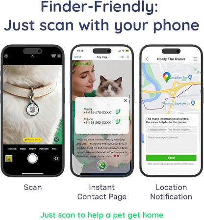 QR Code Dog Tag and Cat Tag, Scan to Reunite Faster, Waterproof and Durable, Lightweight and Quiet, Updatable Contact Info, with Eye-Catching Pet Character Design, Black-DJ Kitty