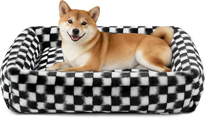 JOEJOY Large Dog Beds Large Sized Dog, Rectangle Washable Orthopedic Corduroy Fleece Pet Bed with Removable Zipper Cover, Cute Soft Calming Puppy Bed with Non Skid Bottom