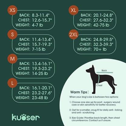 Kuoser Dog Surgery Recovery Suit, Doggie Surgical Bodysuit for Female Male Dogs, Pet Anti Licking Shirt for Spay Neuter Dog Cone Alternative