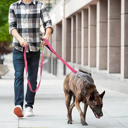 6 FT Dog Leash with 2 Padded Handle Nylon Reflective Dogs Leashes for Small Medium Large Dogs Hot Pink