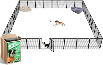 FXW Homeplus Unleashed Indoor Dog Playpen - Stress-Free and Safe Play, Heavy Duty 32 Inch 32 Panels Dog Pen for Small and Medium Dogs, Black│Patented