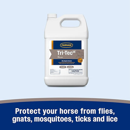 Farnam Tri-Tec 14 Fly Spray for Horses – Long-Lasting Insect Repellent Kills and Repels Flies, Gnats, Ticks & Mosquitoes, Conditions Coat – Up to 14 Days Protection – 128 oz