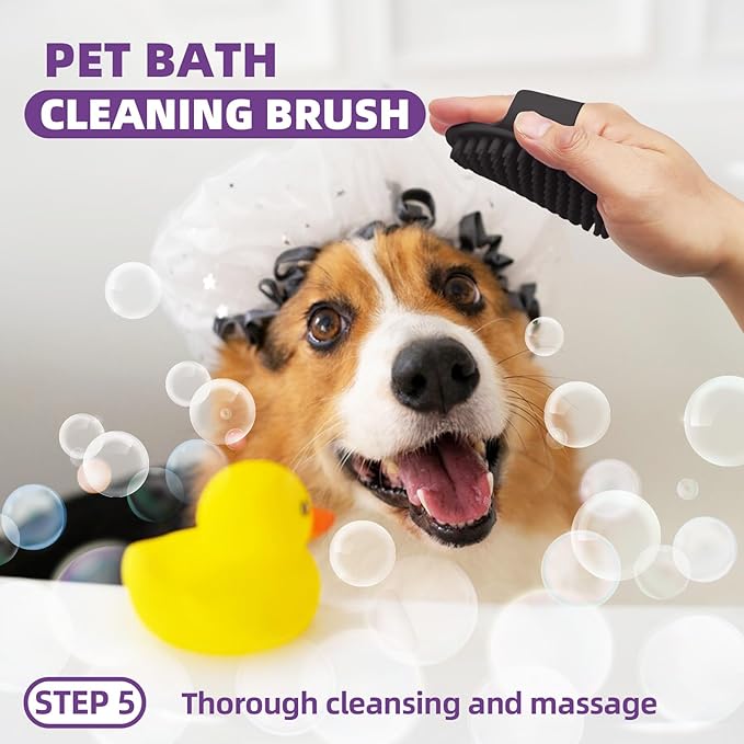 KUEIOX Dog Brush for Shedding, 7 PCS Dog Grooming Brush Kit Including Undercoat Rake, Slicker Brush, Dematting Comb, Nail Clipper, Bath Brush for Long & Short Haired Dogs, Cats - Purple