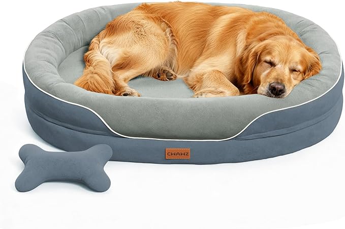 CWAWZ XL Orthopedic Dog Bed, Extra Large Dog Bed, Dog Sofa for Large Sized Dogs with Full-Surround Bolsters, Dual-Sided Dog Cooling Bed with Memory Foam, Washable Sofa with Nonslip Bottom, Dark Grey