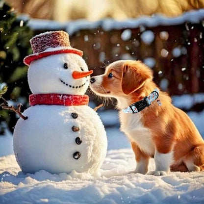 Christmas Snowman Dog Collar - Xmas Dog Collars with Cute Snowman Patterns - Soft, Adjustable, Ideal for Winter Holidays S