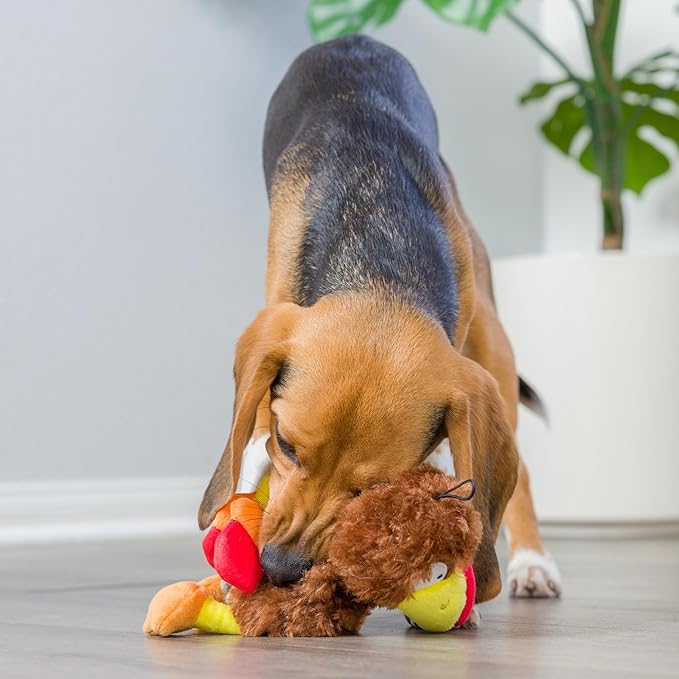 Huxley & Kent Slappies for Dogs | Wishbone Turkey (Large) | Squeak & Shake Dog Toy | No Stuff Squeaky Toy, TPR Ball in Head | Simulates Hunting Nature for Dogs