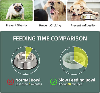 Ceramic 0.9 Cup Dog Bowl Slow Feeder for Small Dog, 6.1inch Pet Slow Feeder, Stop Bloat, Preventing Choking(Single Bowl-Light Green)