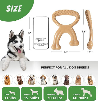 IPTPAS Durable Dog Chew Toy for Aggressive Chewers, Indestructible Nylon Bone Dental Care Teeth Cleaning Chew Toy for Small, Medium and Large Dogs, Keep Them Busy, Irresistible Beef Flavor (Brown)