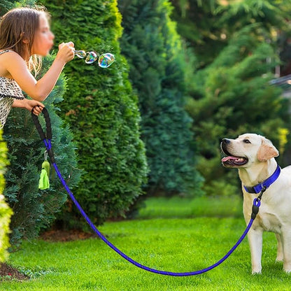 Dynmeow Reflective Dog Collar and Leash Set, 6FT Strong Climbing Rope Leash with Padded Handle, Adjustable Pet Collar with Soft Neoprene Padding for Large Dogs, Navy-Blue, L