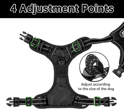 NESTROAD No Pull Dog Harness,Adjustable Oxford Dog Vest Harness with Leash,Reflective No-Choke Pet Harness with Easy Control Soft Handle for Large Dogs(X-Large,Black)