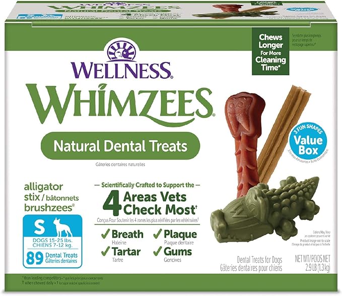 WHIMZEES Wellness Value Box Dog Dental Treats, Small Size, (89 Count)