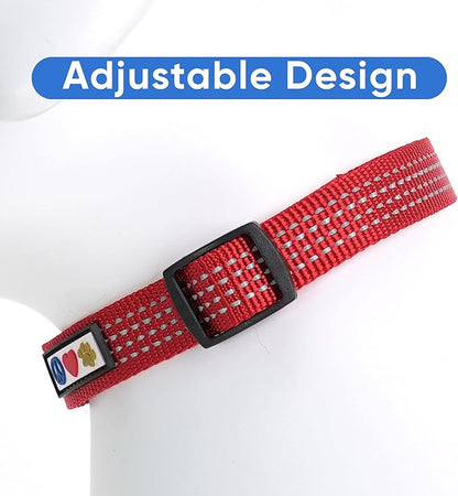 Pawtitas Reflective Red Puppy or Dog Collar, Medium