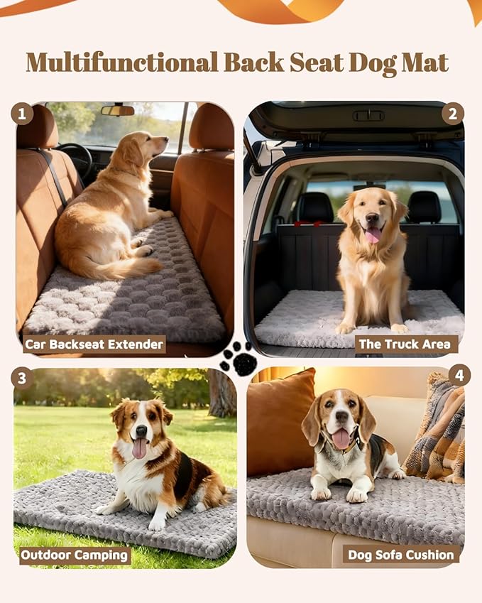 PetPurrio Backseat Pet Bed Mat, Non-Slip Travel Pet Mat, Dog Bed for Car Back Seat, Suitable for Backseat Extenders and Trucks SUVs