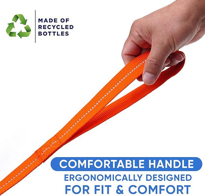 Pawtitas Orange Dog Leash 6 ft XS/S Reflective Durable Lightweight Recycled Lead for Small Dogs and Puppies