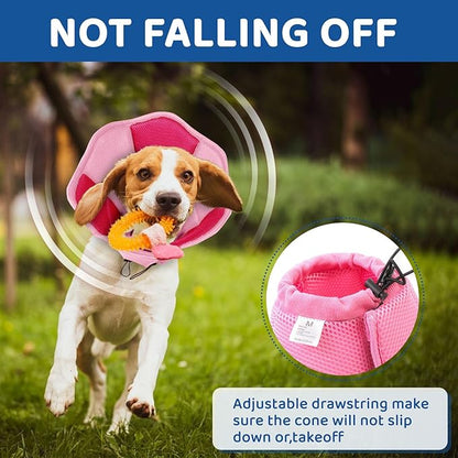 SUNFURA Dog Cones for Large Dogs, Soft Pet Cone Stop Licking After Surgery, Adjustable Pet E-Collar Alternative for Wound Healing, Pink X-Large