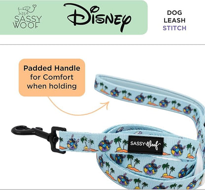 Sassy Woof Disney Stitch Dog Leash 60-Inch with Neoprene Padded Handle - Comfortable, Durable, and Stylish for Small to Large Dogs - Officially Licensed
