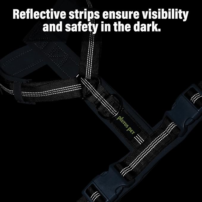 Plutus Pet No Pull Dog Harness, Adjustable Nylon Harness with Soft Padding, Reflective and Heavy Duty Dog Harness for Small, Medium, Large Dogs(Chocolate, S)