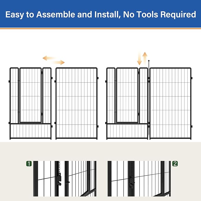 PETREEK Dog Playpen 24 inch 8 Panels for Indoor & Outdoor Use – Heavy-Duty Metal Pet Fence with Ground Stakes, Rounded Ball Tops for Safety, Stable & Foldable Design, Easy to Assemble