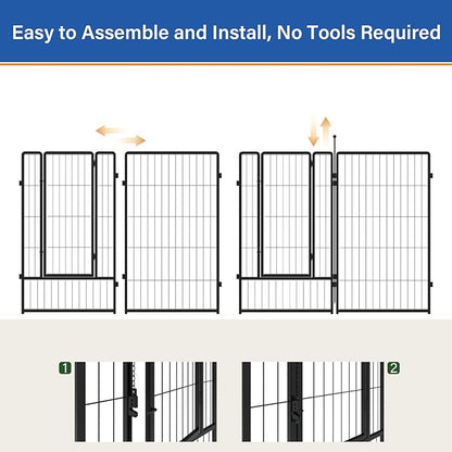 PETREEK Dog Playpen 42 inch 12 Panels for Indoor & Outdoor Use – Heavy-Duty Metal Pet Fence with Ground Stakes, Rounded Ball Tops for Safety, Stable & Foldable Design, Easy to Assemble