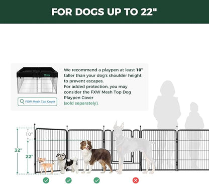 FXW Rollick Unleashed Dog Playpen for Indoor, Yard, RV Camping, 32 inch 24 Panels for Small and Medium Dogs, White│Patented