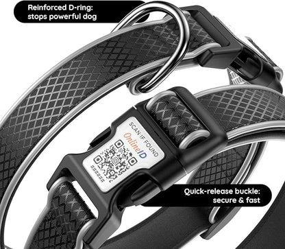 Airtag Dog Collar, IPX8 Waterproof Air Tag Dog Collar Holder | Reflective Ultra-Durable | Soft Padded | Safety Locking Buckle | Fit Miedium Dogs (Black M(12.6"-19.6"))