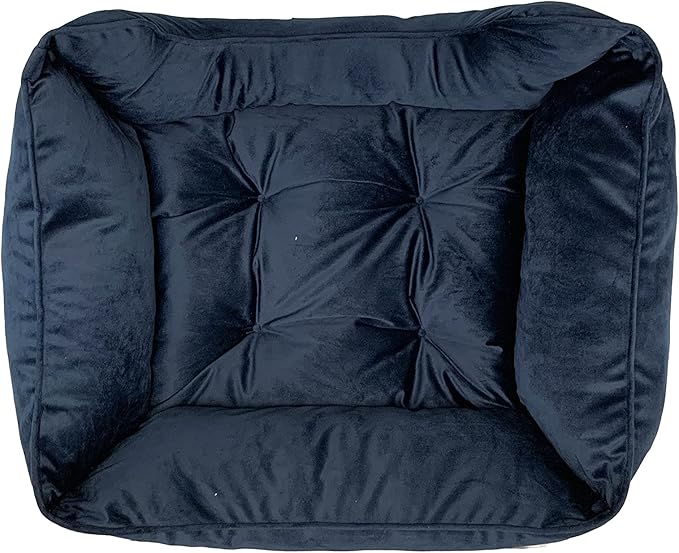 Modern Threads Luxury Dog Bed - Comfortable Tufted Velvet Cushion for Small to Large Dogs - Machine Washable - Durable & Cute Sleep Space for Pets - Pamper Your Pet with Cozy Beds - Denim
