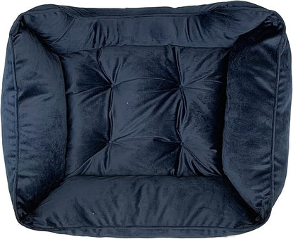 Modern Threads Luxury Dog Bed - Comfortable Tufted Velvet Cushion for Small to Large Dogs - Machine Washable - Durable & Cute Sleep Space for Pets - Pamper Your Pet with Cozy Beds - Denim