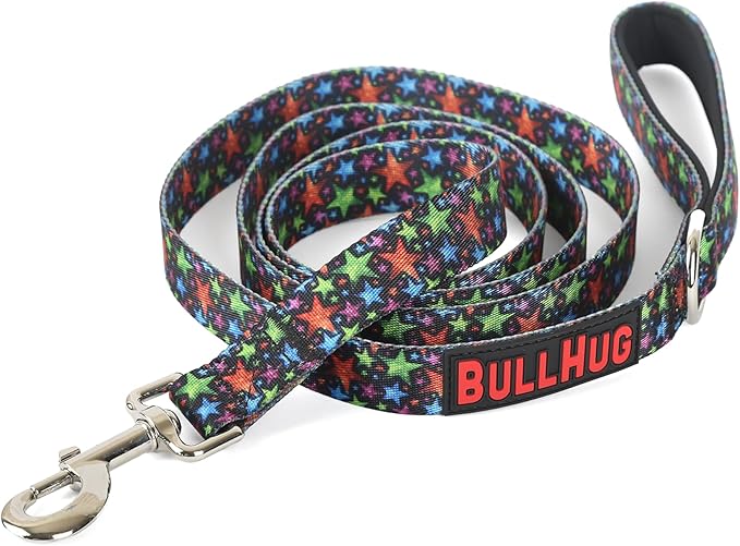 BULLHUG 6 FT Bulldog Leash with Padded Handle - Perfect for French Bulldogs, Pugs & All Breeds - Walking and Training Lead (Star Bright)