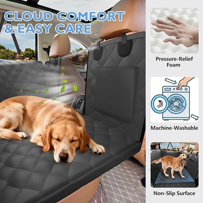 ROUWINNE Back Seat Extender for Dogs-Upgraded Egg Crate Foam, Soft Dog Car Seat Cover Holds 420lbs, Sturdy Backseat Extender for Dogs, Waterproof Pet Car Bed Dog Hammock for Car, SUV, Truck