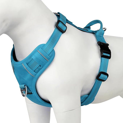 Plutus Pet No Pull Dog Harness, Reflective Adjustable Dog Vest Harness with Handle, Escape Proof, Soft Padded for Small Medium Large Dogs (Light Blue, M)