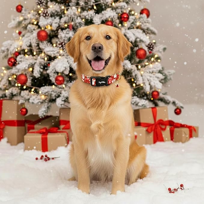 Christmas Dog Collar for Extra Small Dogs, Adjustable Red Small Dog Collars with Snowman Pattern, Cute Dog Christmas Collar for Dogs, Winter Holiday Dog Collar for Girl Boy Dog-XS