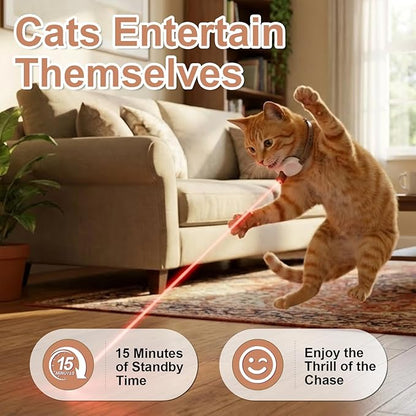 Walfront Cat Toys, Adjustable Fit 9.1–13.4"(23–34cm) Wide Beam Angle Brown Light-Up Collar, USB Rechargeable 2 Modes with Automatic Chasing, Playtime at Home for Energetic Cats, Fun Exercise