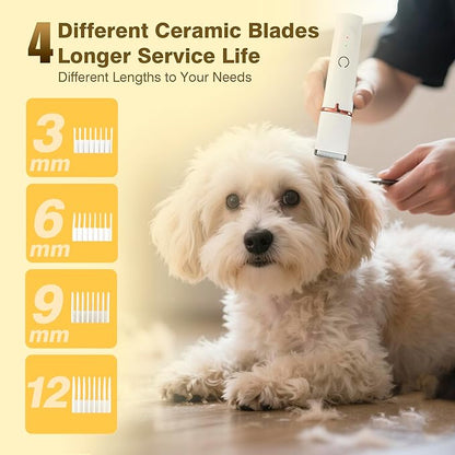 Petium 4-in-1 Dog Grooming Clippers Kit-Quiet Dog Nail Grinder & Paw Trimmer,USB-C Rechargeable Cordless Low Noise IPX4 Waterproof Pet Clippers for Small Dogs & Cats,6 Guide Combs