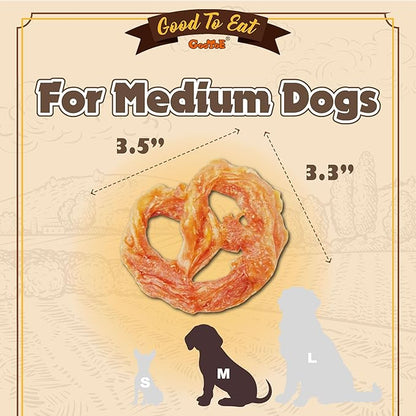 Gootoe Turkey Tendons for Dogs –All-Natural, Hypoallergenic Dog Treats, Rawhide Alternative, Long Lasting Puppy Chews, Healthy Dog Treats for Medium Breeds, Pretzel (M), 3 Count Pack