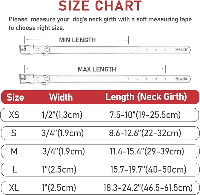 ZALER Waterproof Dog Collar, Adjustable Odor Proof Dog Collars Easy to Clean, Soft Comfortable Pet Collars for Large, Medium Small Dogs (Strawberry Red, S(Length:8.6''-12.6''; Width:0.75''))