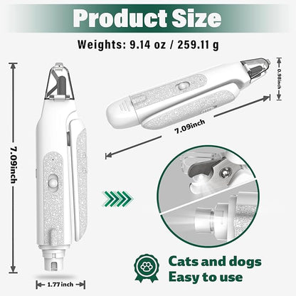 CATPICK 2-in-1 Cat Nail Clippers & Dog Nail Clippers Trimmers for Large Medium Small Dogs Cats Claw Trimmer Quick Sensor and Safety Guard USB Rechargeable with 2 LED Lights Dogs Nail Trimmer