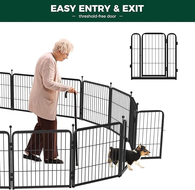 FXW Rollick Unleashed Dog Playpen for Indoor, Yard, RV Camping, 24 inch 16 Panels Dog Pen with Connectors (Pack of 2) for Small and Puppy Dogs, Black│Patented