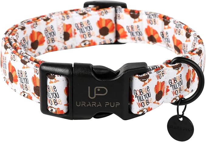 Thanksgiving Dog Collar, Turkey Cotton Collar for Dog or Cat, Autumn Puppy Collar with Lightweight Plastic Buckle,Great Thanksgiving Gift for Girl Boy Dogs,XL
