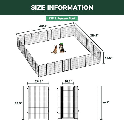 FXW Homeplus Unleashed Indoor Dog Playpen - Stress-Free and Safe Play, Heavy Duty 45 Inch 32 Panels Dog Pen for Large Dogs, Black│Patented