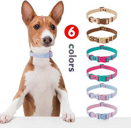 Wolfone Waterproof Dog Collar with Quick Release Buckle， Cute Adjustable Collar for Dogs Comfort Sturdy Durable Odor Proof Easy Care（Spun Sugar 46-70cm）