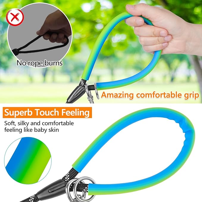 Long Dog Leash for Dog Training 10FT/15FT/20FT/30FT/40FT/50FT/100FT Reflective Leash with 2 Hooks, Heavy Duty Dog Lead for Large Medium Small Dogs Outside Walking Camping Yard,Teal 20FT