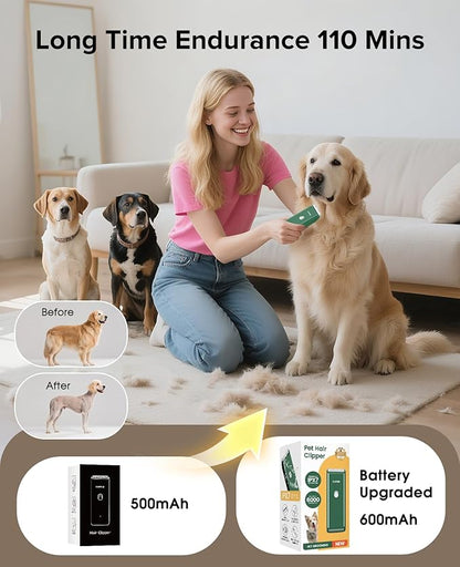 Tawiijou Pet Clippers for Dog Hair Grooming Low Noise, Rechargeable Cordless Cat Shaver with Ceramic Blade,Portable Pet Hair Trimmer for Matted & Long Hair