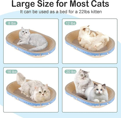UUig Cat Scratcher, 23.6x14.9 inches Cardboard Cat Scratchers for Indoor Cats, Large Cat Scratching Board, Oval Cat Scratch Pad Bed with Catnip