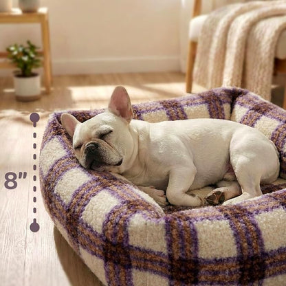 WESTERN HOME WH Dog Bed Medium Size Dogs - Washable Medium Dog Bed, High Back Support Pet Sofa with Sides, Soft Pet Beds with Anti Slip Bottom, 30inch, Blue